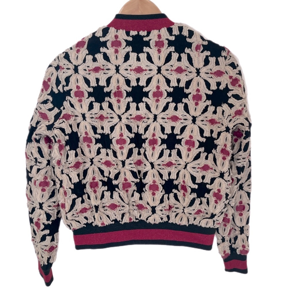 NWOT Patterned Textured Bomber Jacket Size 2 - Picture 7 of 11